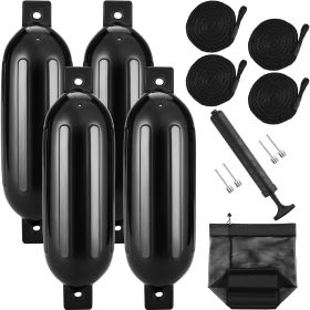 Boat Fenders, 6.5" x 23" Boat Bumpers for Docking, Inflatable Ribbed Fender with Center Holes, Marine Boat Dock Fender Bumper with Air Pump