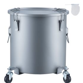 Fryer Grease Bucket, 10 Gal Oil Disposal Caddy with Caster Base, Carbon Steel Rust-Proof Coating, Oil Transport Container with Lid, Lock Clips