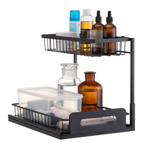 2 Tier Pull Out Cabinet Organizer(10.7"W x 14.2"D ), Under Sink Organizer and Storage, Slide Out Drawer Cabinet Organizer, Wire Basket Sliding Sh