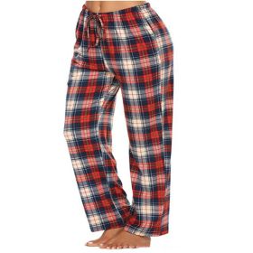 Women's Stretch Plaid Casual Pants With Pockets (Option: Dark Red-XL)