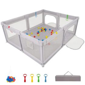 Portable Baby Play Yard - 73"x61.5"x27", Breathable Mesh, 50 Ocean Balls & Carry Bag (Option: Defaulttitle)