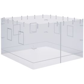 Canopy Screen Walls, Replacement Netting with 6 Service Windows and 1 Door, for 10 x 10 Canopy Tent, White (Option: White-360x270x140 mm)