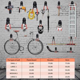 Upgraded 12-Piece Heavy Duty, Utility Steel Garage Storage Hooks, Wall Mount Garage Organizers And Hangers For Organizing Power Tools, Ladders, B (Option: YW066)