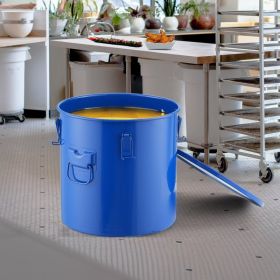 Fryer Grease Bucket, 10 Gal Oil Disposal Caddy Carbon Steel Fryer Oil Bucket with Rust-Proof Coating, Oil Transport Container with Lid, Lock Clip (Option: Blue)