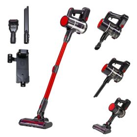 Cordless Vacuum Cleaner, Lightweight Stick Vacuum Household Anti-tangling And LED Light, Powerful Rechargeable Wireless Vacuum Cleaner (Option: Blackandred)