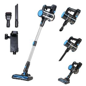 Cordless Vacuum Cleaner, Lightweight Stick Vacuum Household Anti-tangling And LED Light, Powerful Rechargeable Wireless Vacuum Cleaner (Option: Bluesilver)
