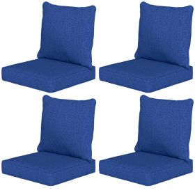 Patio Chair Cushions Set of 4 with Seat & Backrest, Fade Resistant Seat Replacement Cushion Set, Navy Blue (Option: Navy Blue-630x310x610 mm)