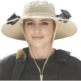 Pickup Only   Solar Cooling Hat With Built-in USB Fan - For Outdoor Camping, Beach, And Construction - Lightweight And Breathable Sun Protection (Option: Khaki 1ps)