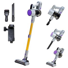 Cordless Vacuum Cleaner, Lightweight Stick Vacuum Household Anti-tangling And LED Light, Powerful Rechargeable Wireless Vacuum Cleaner (Option: Purpleyellow)