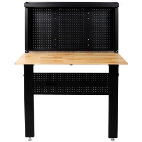 Wall Mounted Workbench, Robust Space-Saving Foldable Workbench With Rubberwood Work Surface, Pegboard For Tools (Option: Defaulttitle)