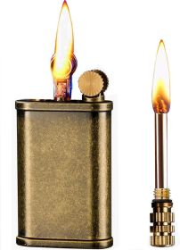 Matchstick Lighter with 2 in 1, Permanent Match Antique Kerosene Lighter (Color: Copper Knurled)