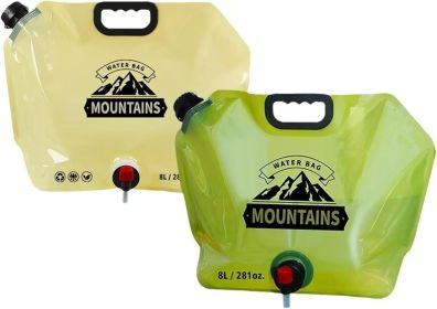 Collapsible Water Container with  2.1 Gallon BPA Free Water Storage Carrier Jug for Folding Hiking, Canteen, Outdoor Sport, Riding, Mountaineer (Color: 2pcs 1 Green&1 Khaki)