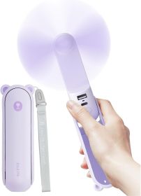 Handheld Fan with 4500 mAh Powerbank Max 37 Hours Runtime, Pocket Portable Battery Operated or USB Powered Folding Personal Fan, 3 Speeds (Color: Purple)