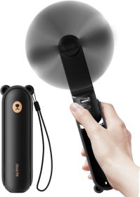 Handheld Fan with 4500 mAh Powerbank Max 37 Hours Runtime, Pocket Portable Battery Operated or USB Powered Folding Personal Fan, 3 Speeds (Color: Black)