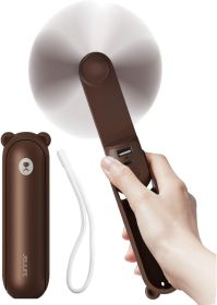 Handheld Fan with 4500 mAh Powerbank Max 37 Hours Runtime, Pocket Portable Battery Operated or USB Powered Folding Personal Fan, 3 Speeds (Color: Brown)