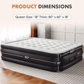 Air Mattress - 18" Inflatable Blow Up Mattress Airbed with Built-in High Capacity Pump, Double Height, Adjustable, Non-Slip Bottom Design (size: Queen/18in)
