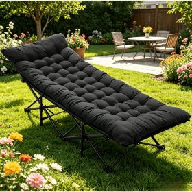 Foldable camping bed with mattress, sturdy and durable folding bed (Color: Black)