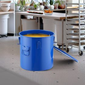 Fryer Grease Bucket, 8 Gal Oil Disposal Caddy Carbon Steel Fryer Oil Bucket with Rust-Proof Coating, Oil Transport Container with Lid, Lock Clips (Option: Blue)