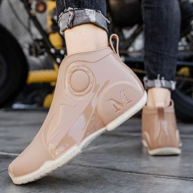 Motorcycle Rain Boots Men's Summer Youth Outdoor Non-slip Wading Shoes Fashion Low Top Flat Work Shoes Rubber Shoes (Option: Khaki-40)